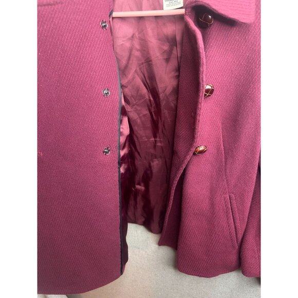L.L.Bean Womens Burgundy Double-Breasted Wool Blend Peacoat Button Front Size SP - Picture 5 of 9